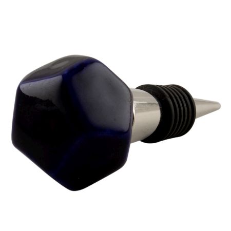 Solid Navy Blue Octagon Ceramic Wine Stopper Online